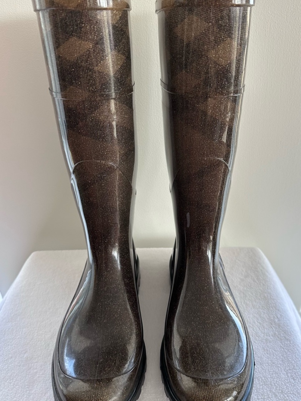 Burberry Brown Check Transparent Rain Boots